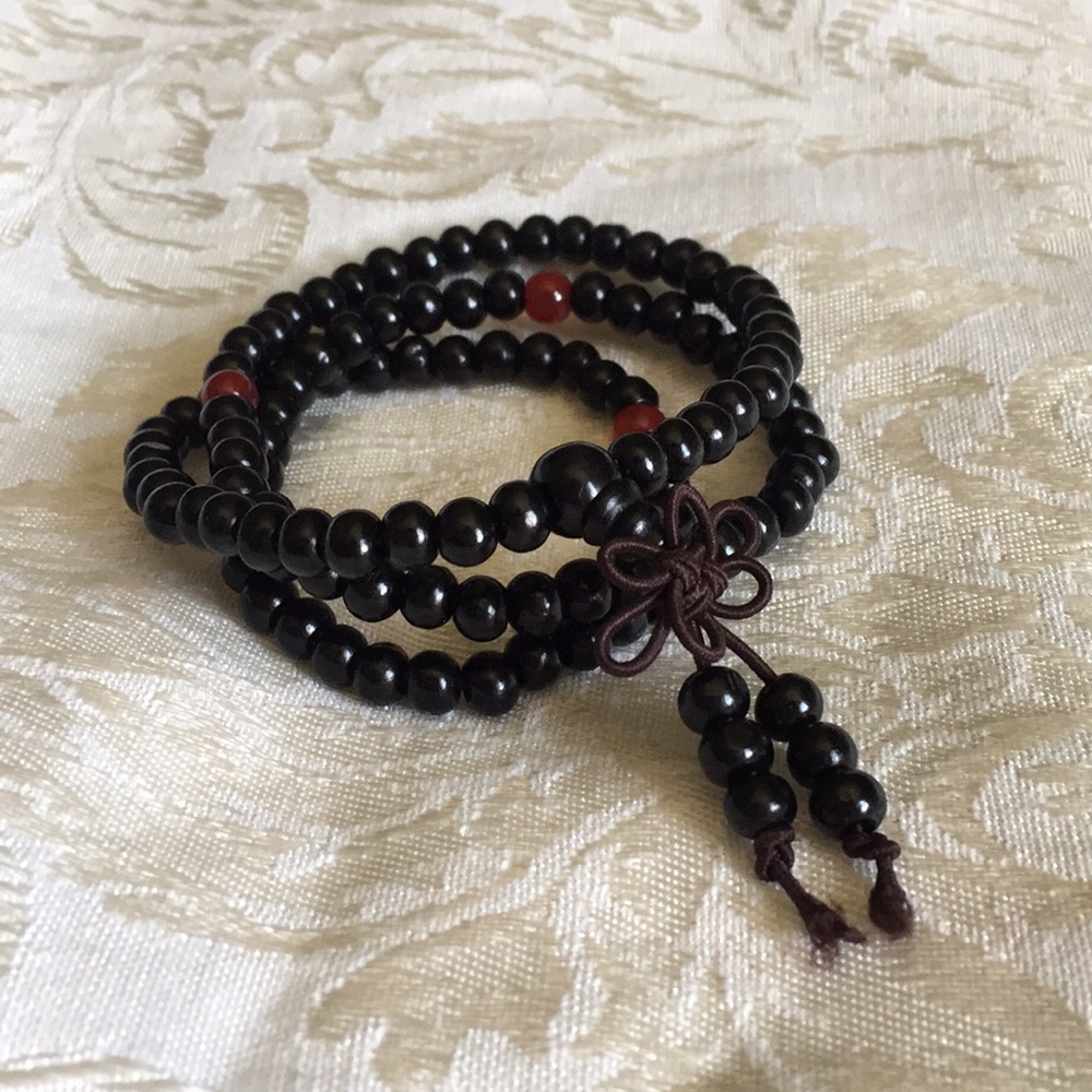 Black Bhuddist Sandlewood Mala 18”